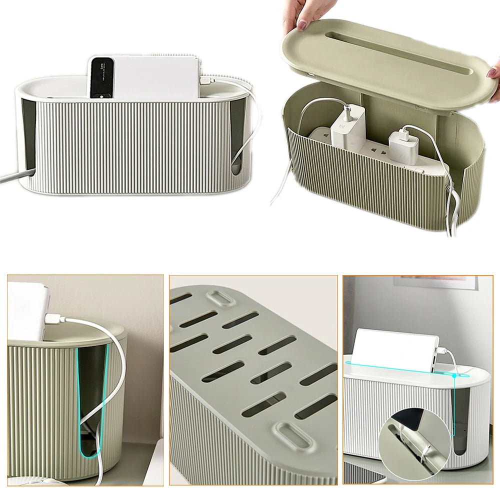 Cable Management Box Ventilated Lid & Dual Cable Slots