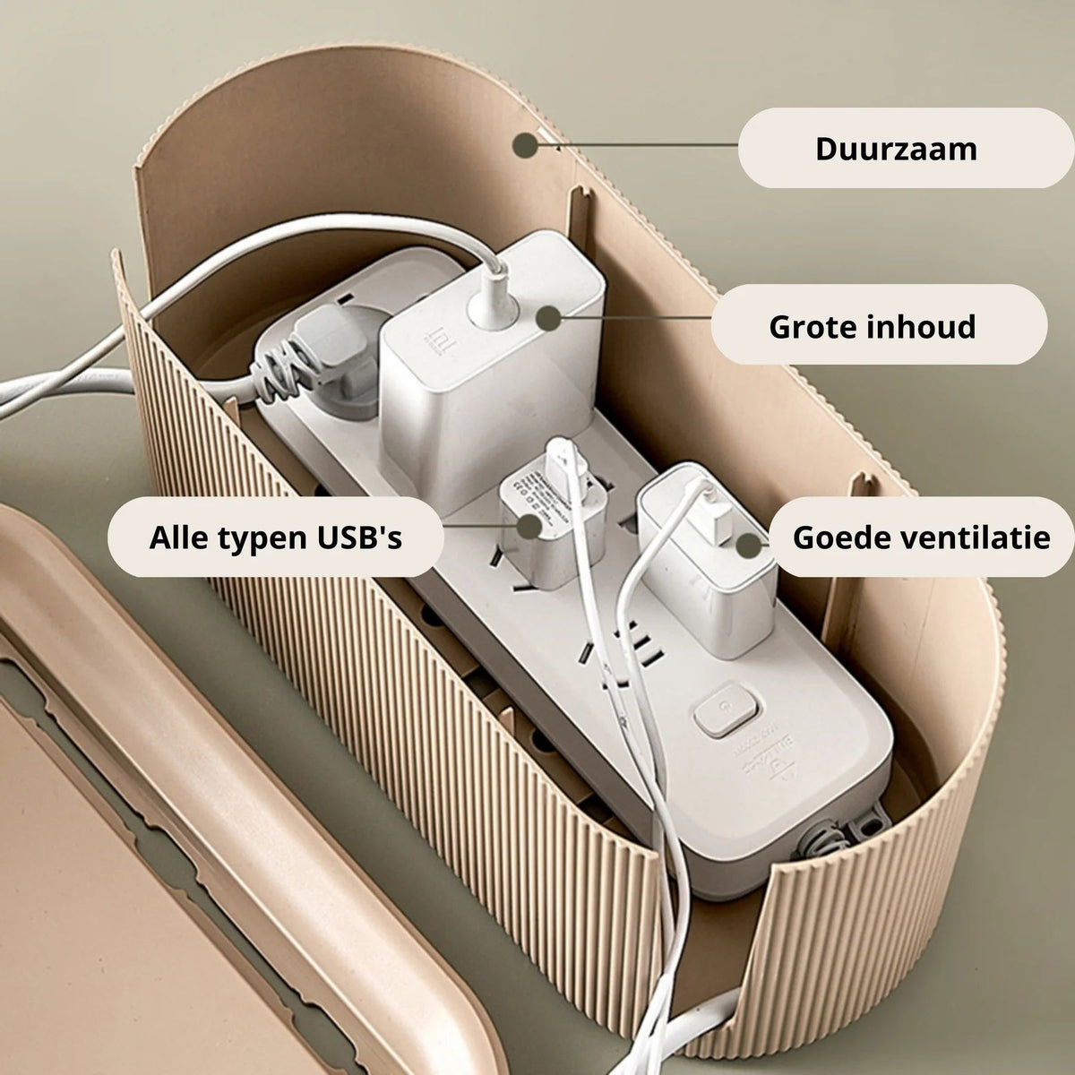 Cable Management Box Ventilated Lid & Dual Cable Slots
