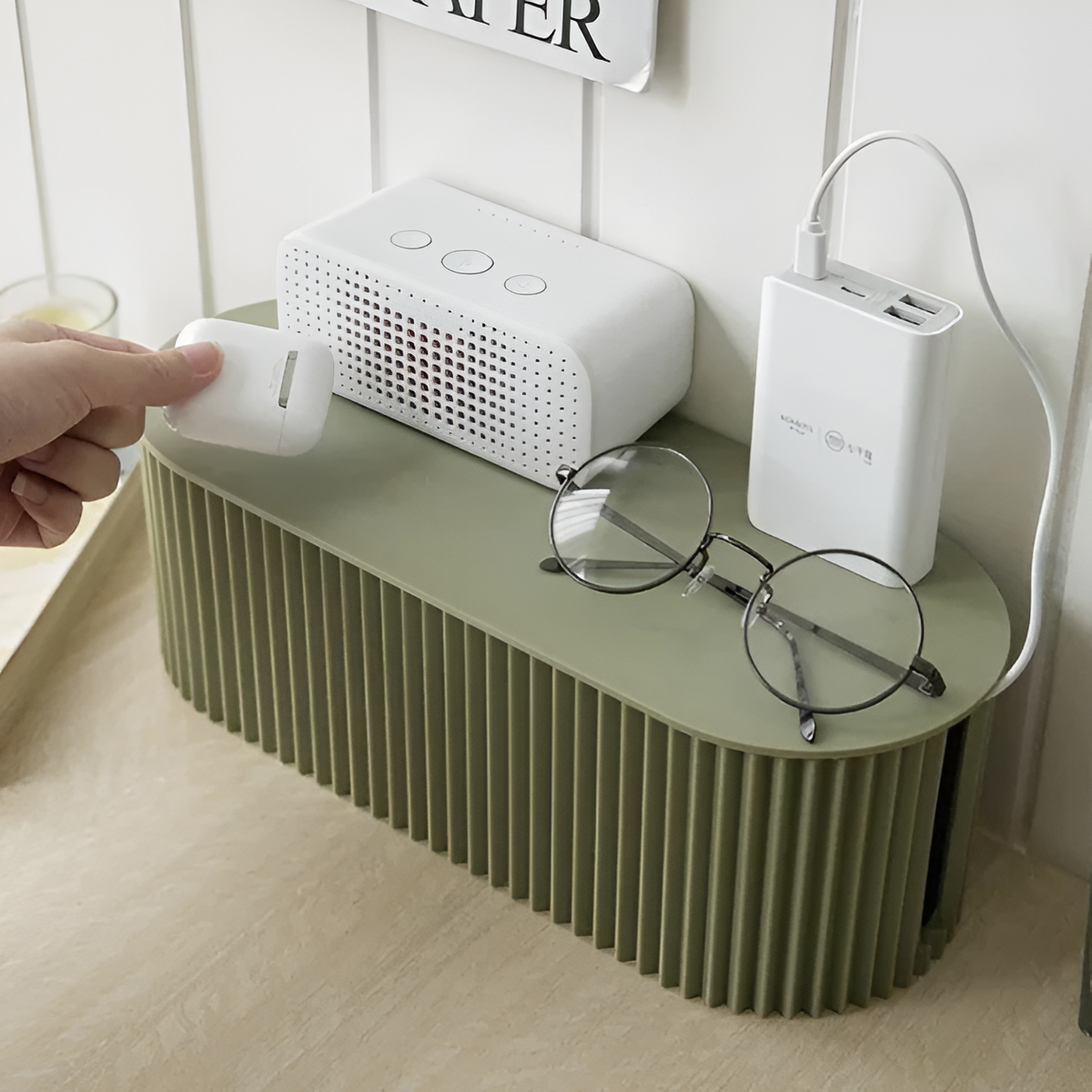 Cable Organizer Box Removable Lid & Device Stand