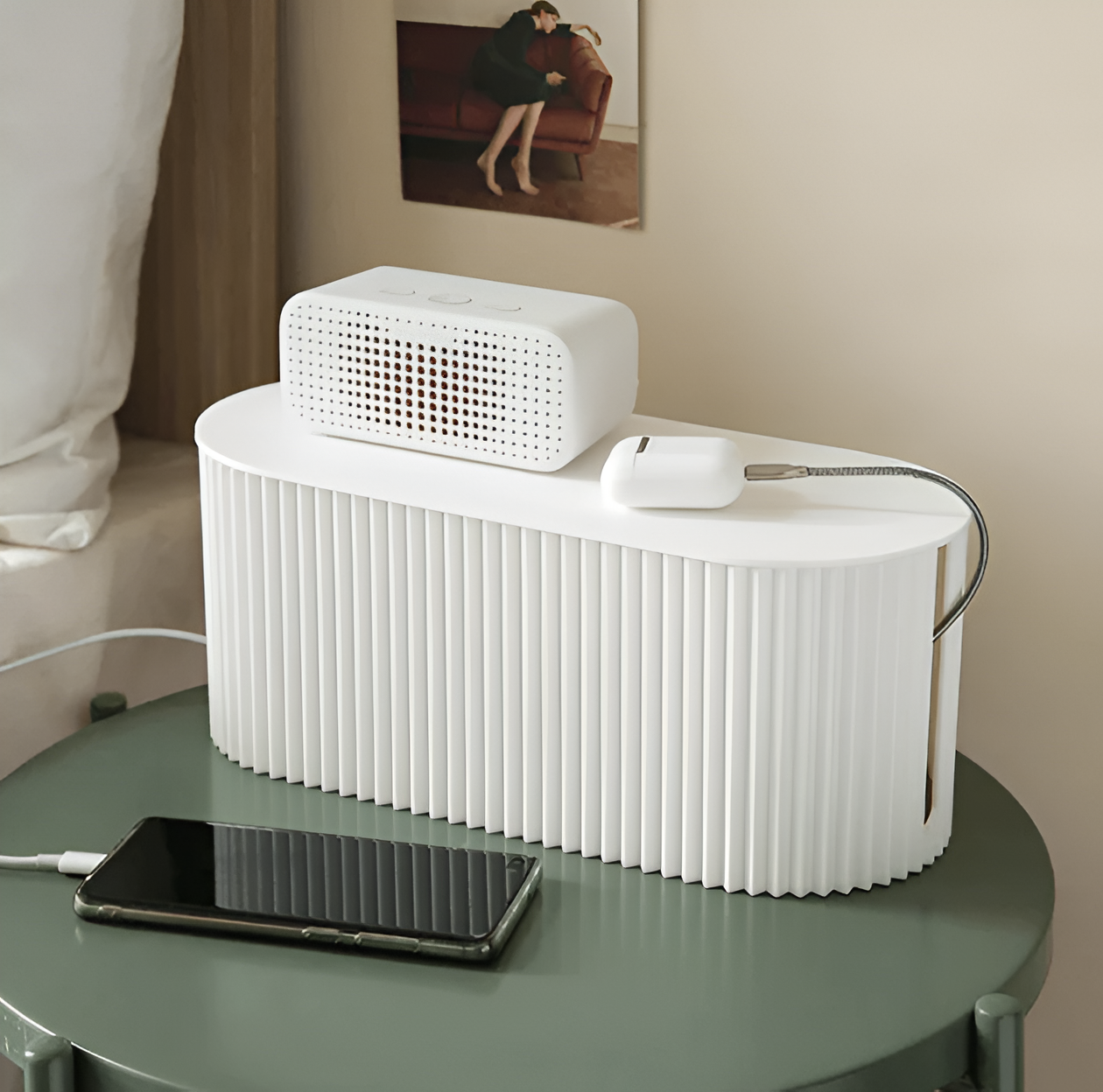 Cable Organizer Box Removable Lid & Device Stand