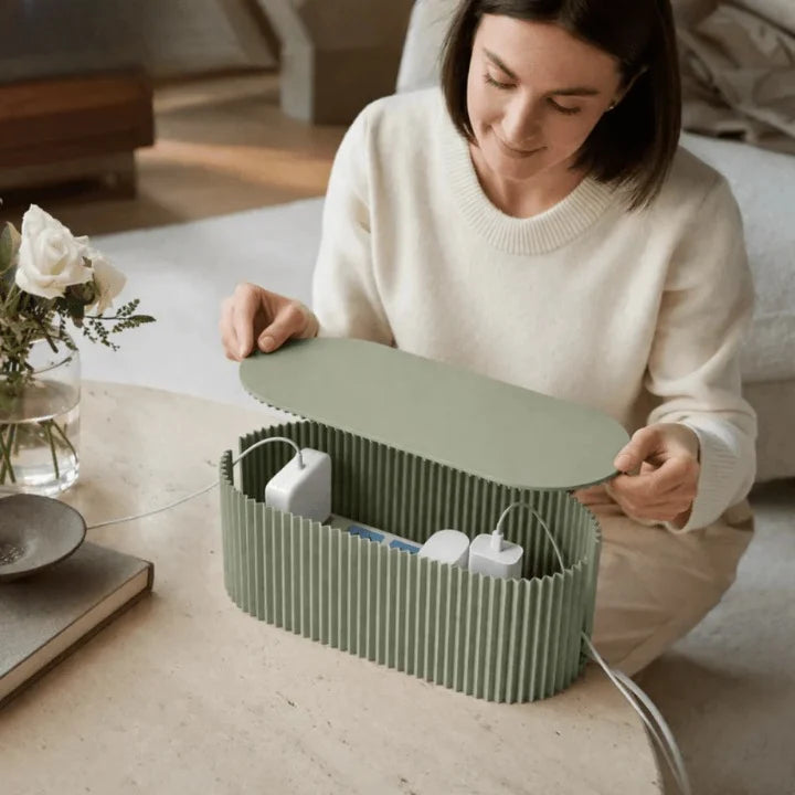 Cable Organizer Box Removable Lid & Flat Charging Top
