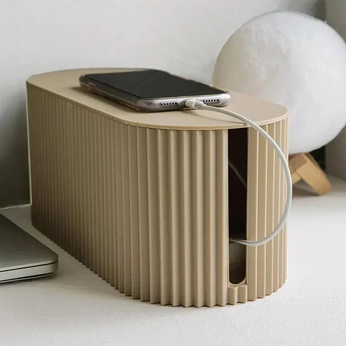 Cable Organizer Box Removable Lid & Flat Charging Top