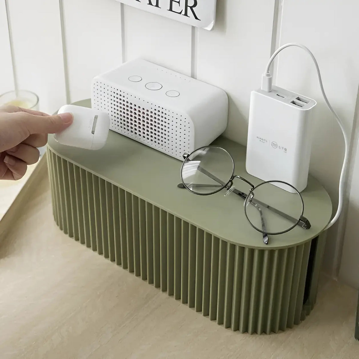 Cable Organizer Box Removable Lid & Flat Charging Top