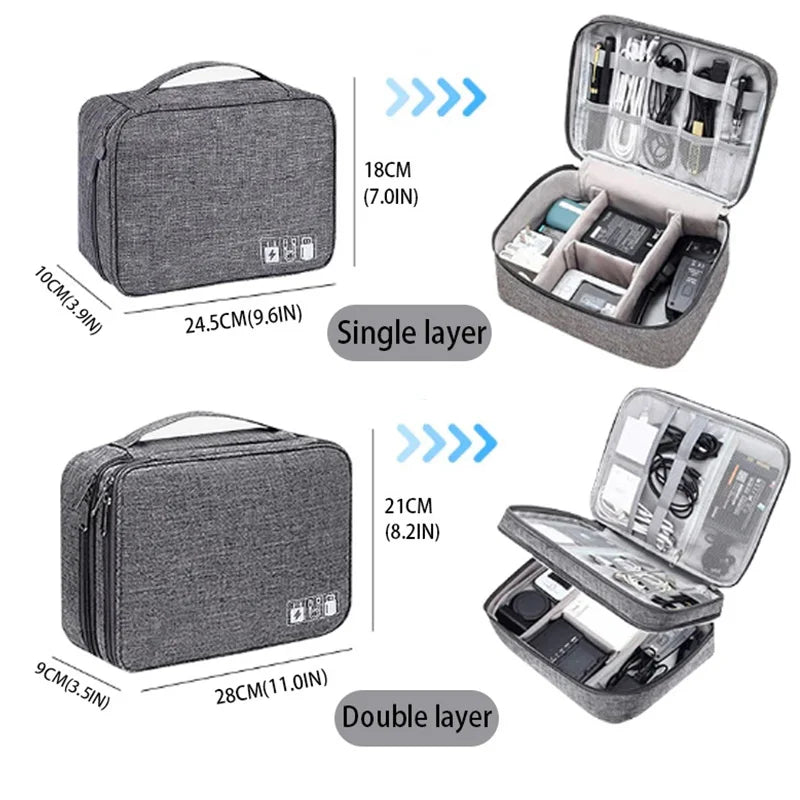 Cable Organizer Pouch Water-Resistant Multi-Compartment