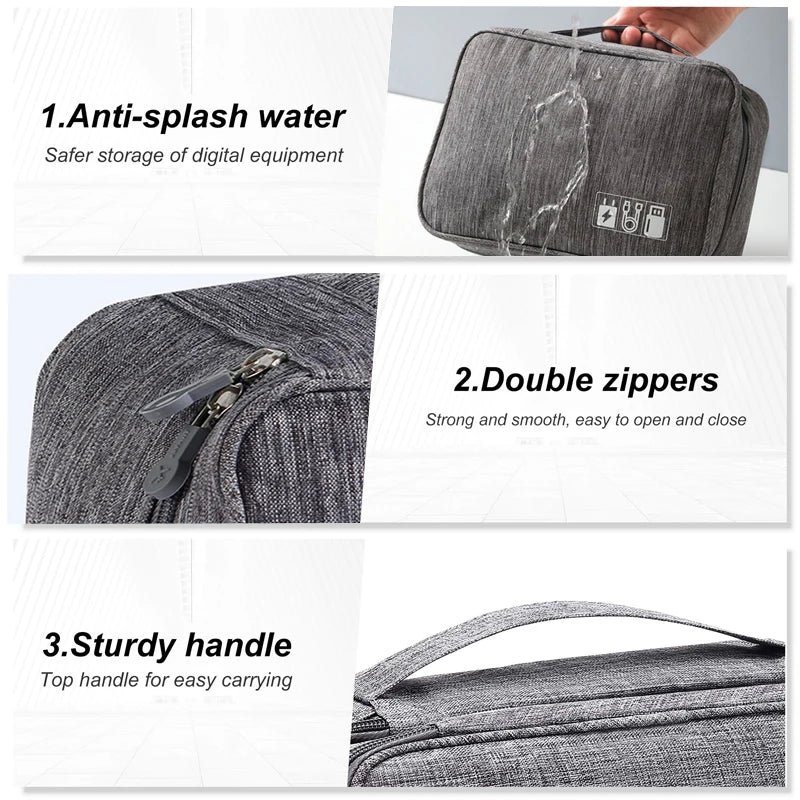 Cable Organizer Pouch Water-Resistant Multi-Compartment