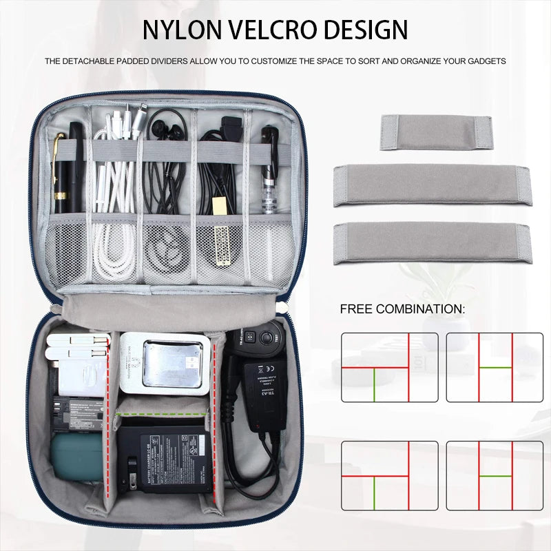Cable Organizer Pouch Water-Resistant Multi-Compartment