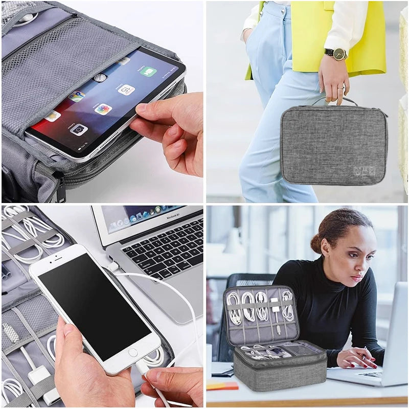 Cable Organizer Pouch Water-Resistant Multi-Compartment