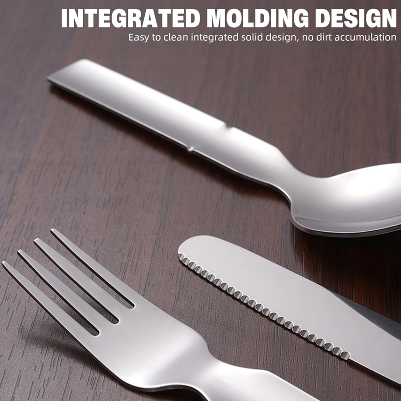 Camping Cutlery Set 4-in-1 Stainless Steel Safety Lock