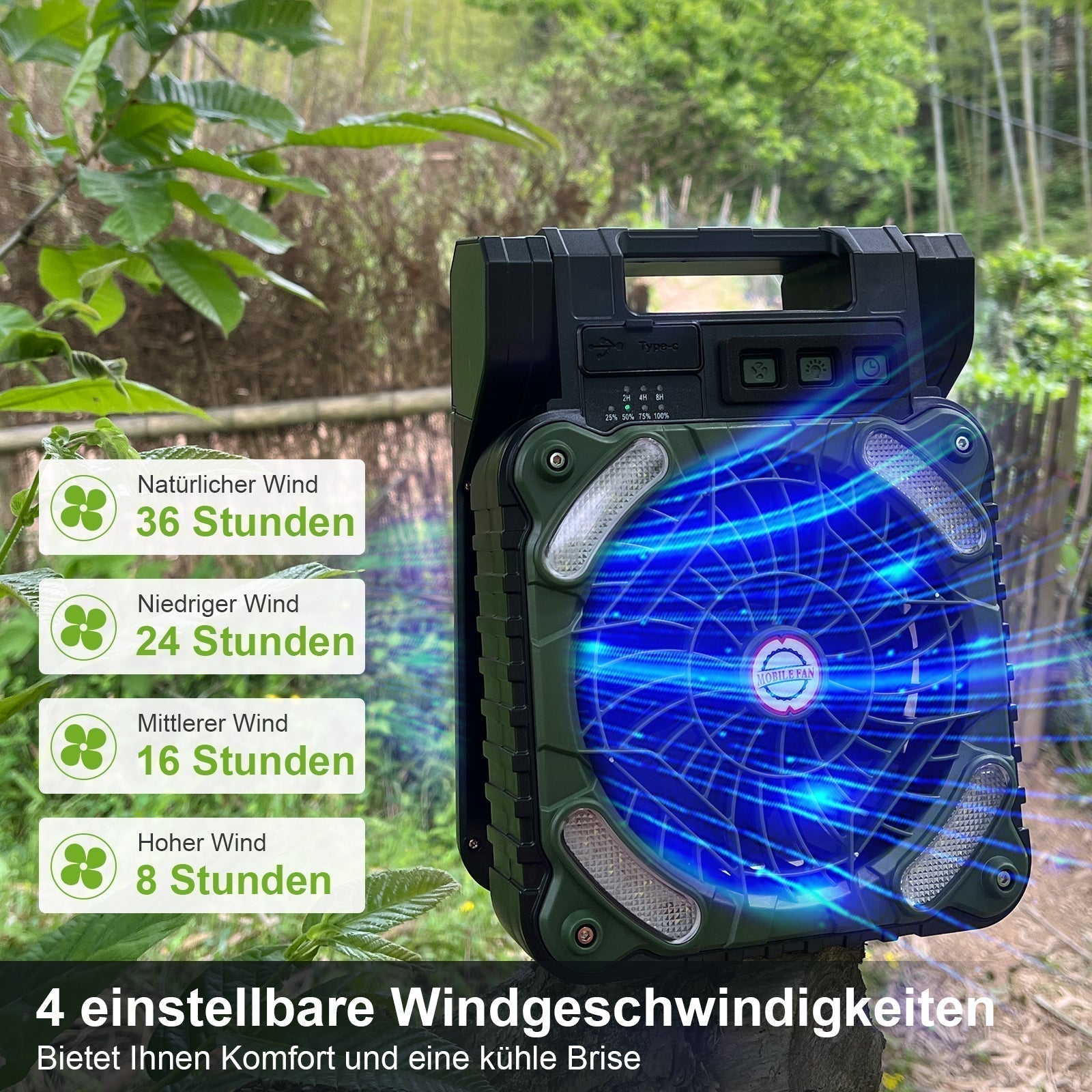 Camping Fan Solar Power Bank 20,800mAh