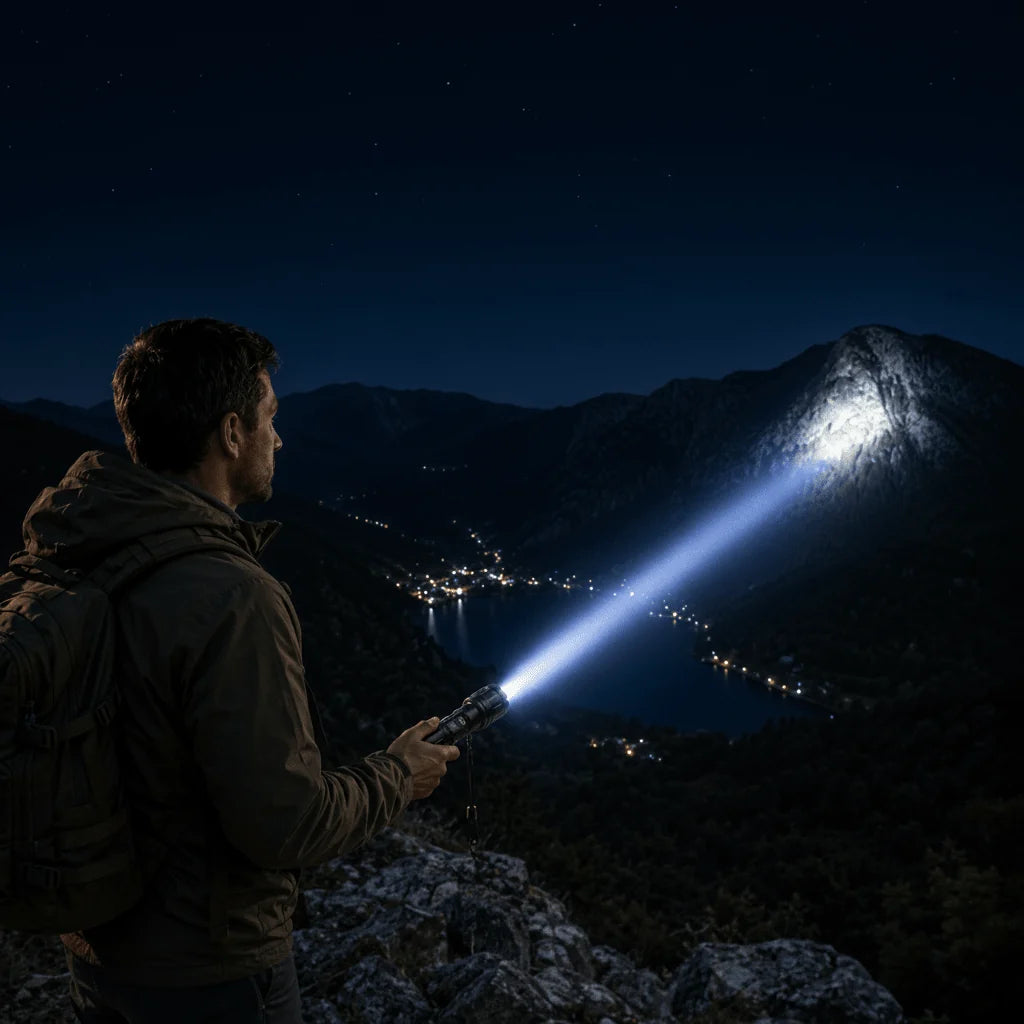 Camping Flashlight LED with Digital Display Durable Aluminum
