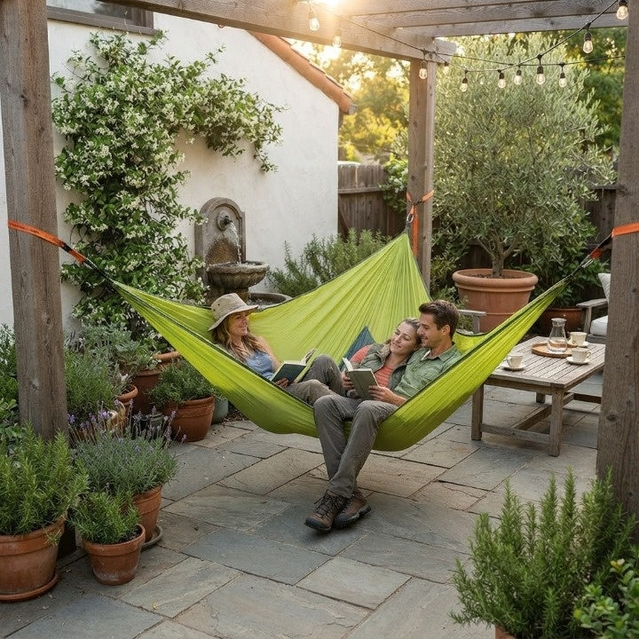 Camping Hammock 3-Point Suspension Nylon Seats Up To 3