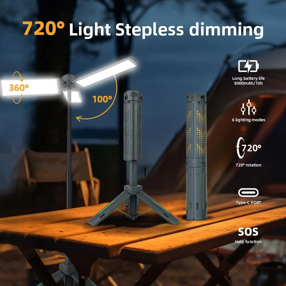 Camping Lamp Retractable LED & Extendable Tripod 8000mAh Power Bank