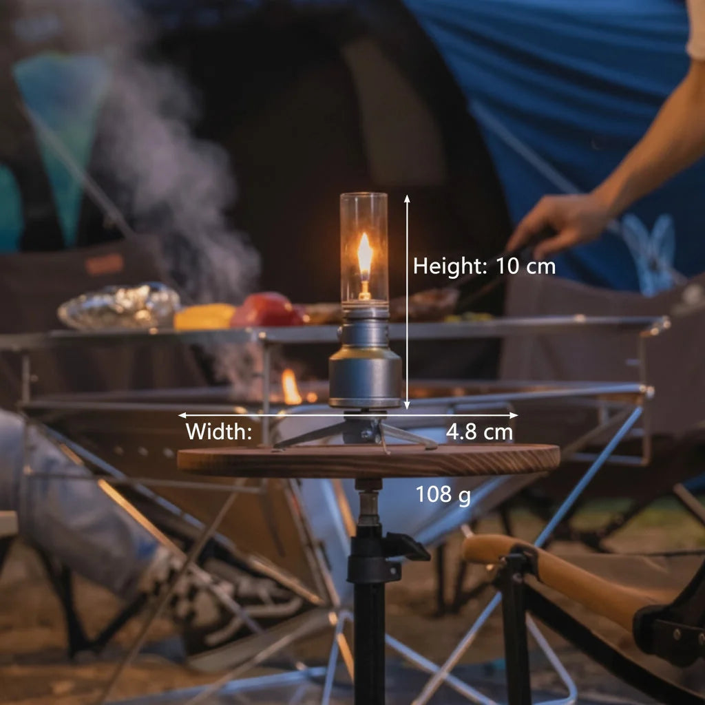 Camping Lantern Aluminum Alloy Butane-Powered Vintage Glass Globe