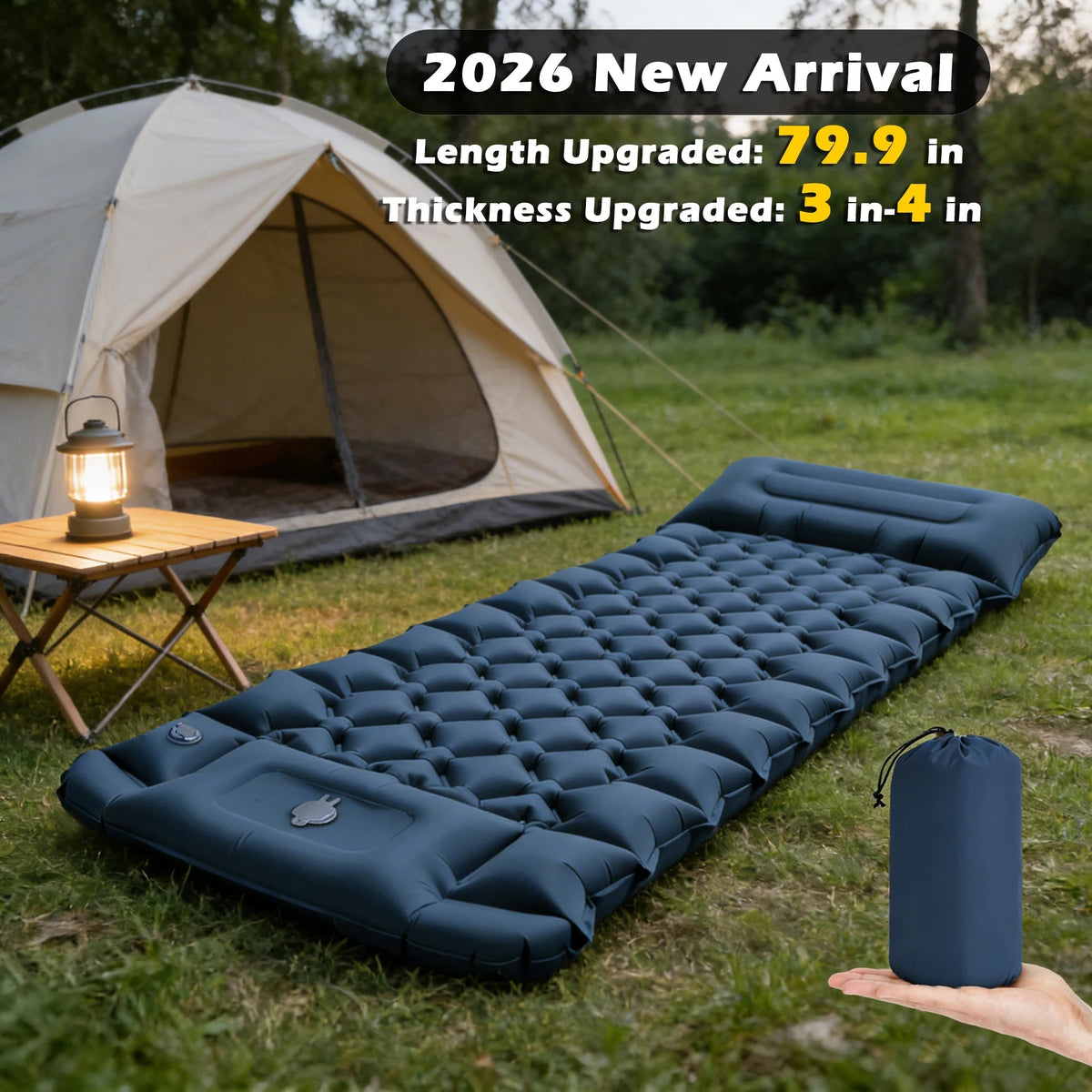 Camping Mattress Inflatable Waterproof Built-In Pillow & Foot Pump