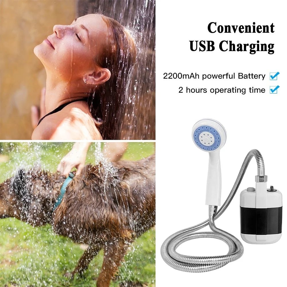 Camping Shower USB Rechargeable Powerful Flow