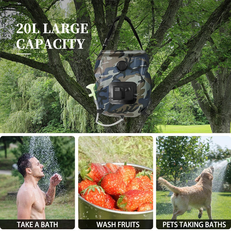 Camping Solar Shower 5.3 Gallon Detachable Hose