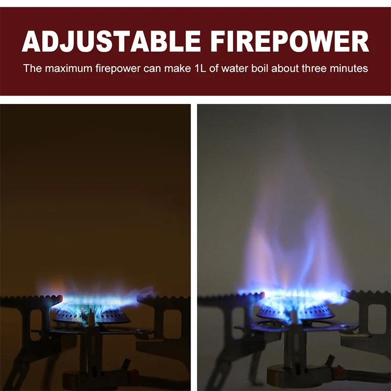 Camping Stove Foldable Stainless Steel Windscreen & Hose Adapter