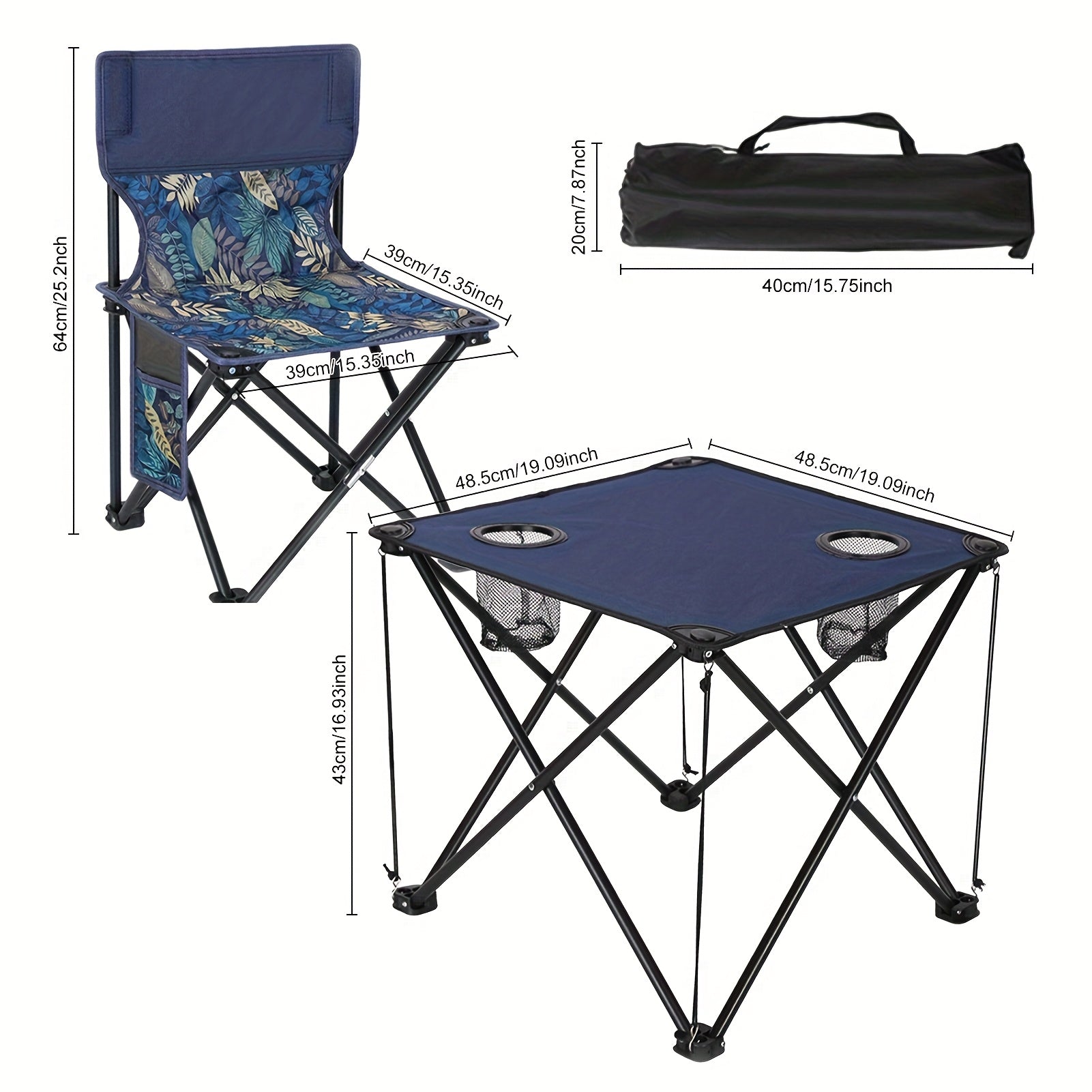 Camping Table & Chair Set Foldable Waterproof Oxford Fabric
