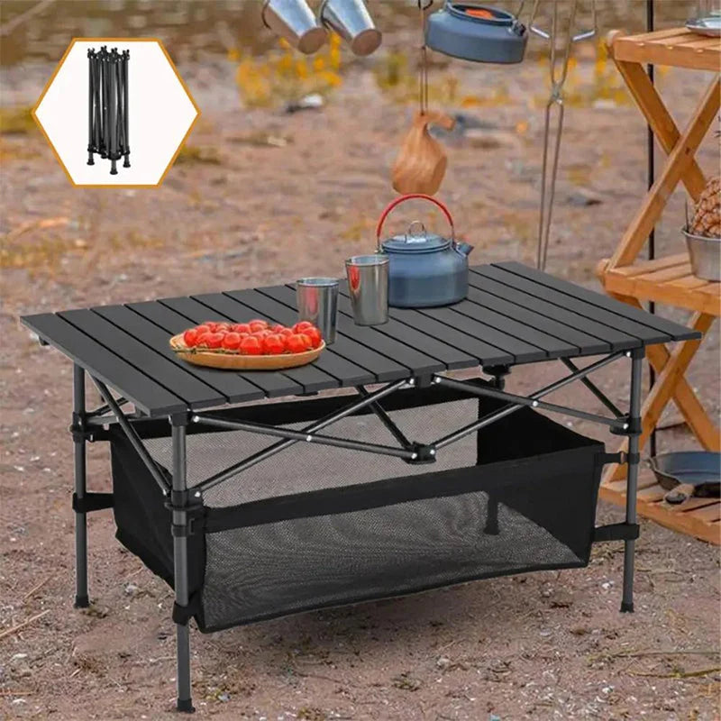 Camping Table Roll-Up Tabletop Adjustable Height
