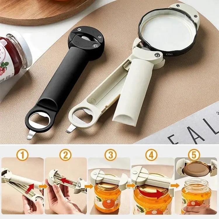 Can & Jar Opener Adjustable Grip Magnetic Back