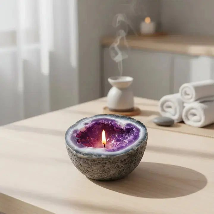 Candle Geode Design Natural Wax Blend & Long Burn