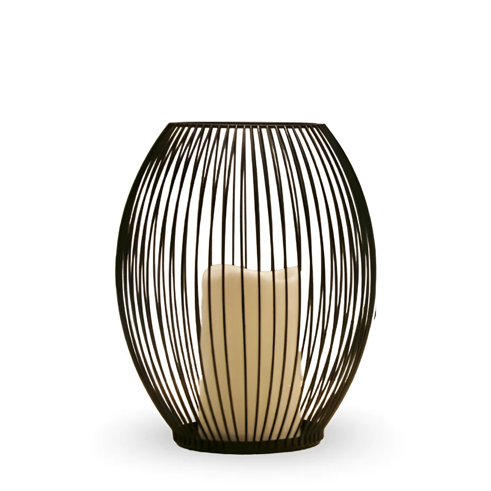 Candle Holder Open Cage Powder-Coated Matte Black