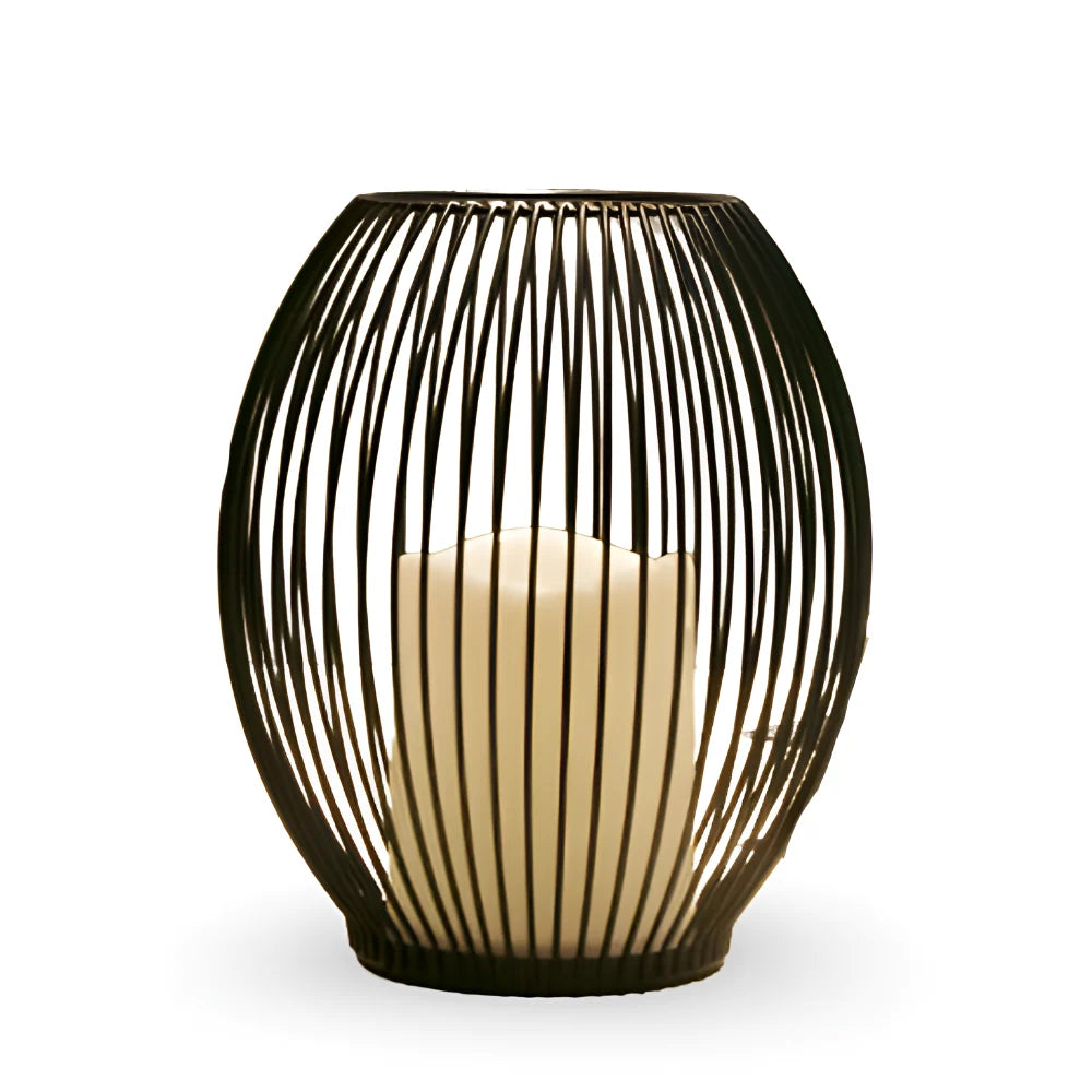 Candle Holder Open Cage Powder-Coated Matte Black