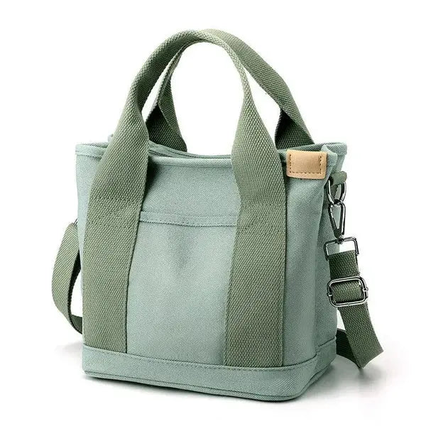 Canvas Shoulder Bag Multiple Pockets Wide Padded Straps