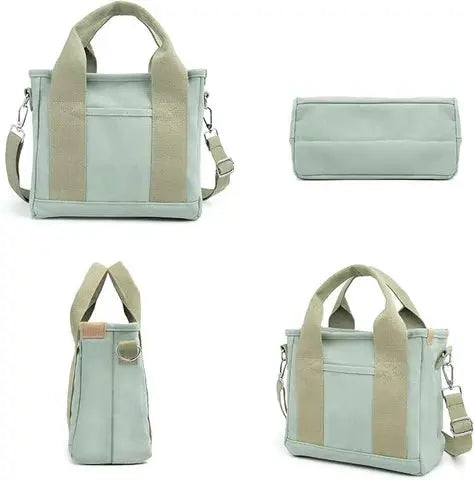 Canvas Shoulder Bag Multiple Pockets Wide Padded Straps