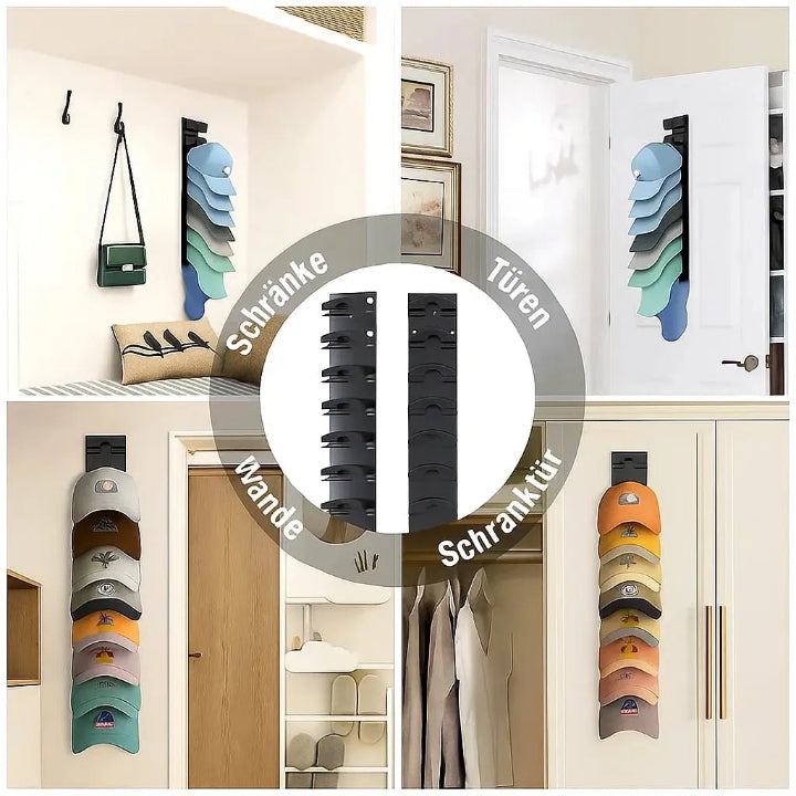 Cap Wall Mount Slim Space-Saving Holds 10 Caps