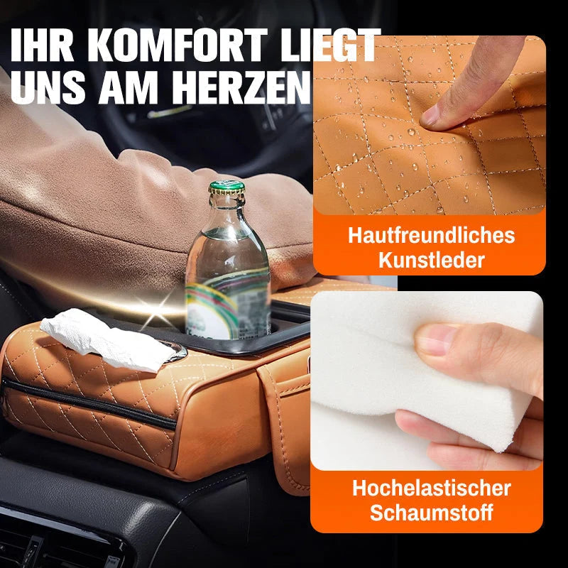 Car Armrest Cushion Padded Non-Slip Cup Holder & Storage