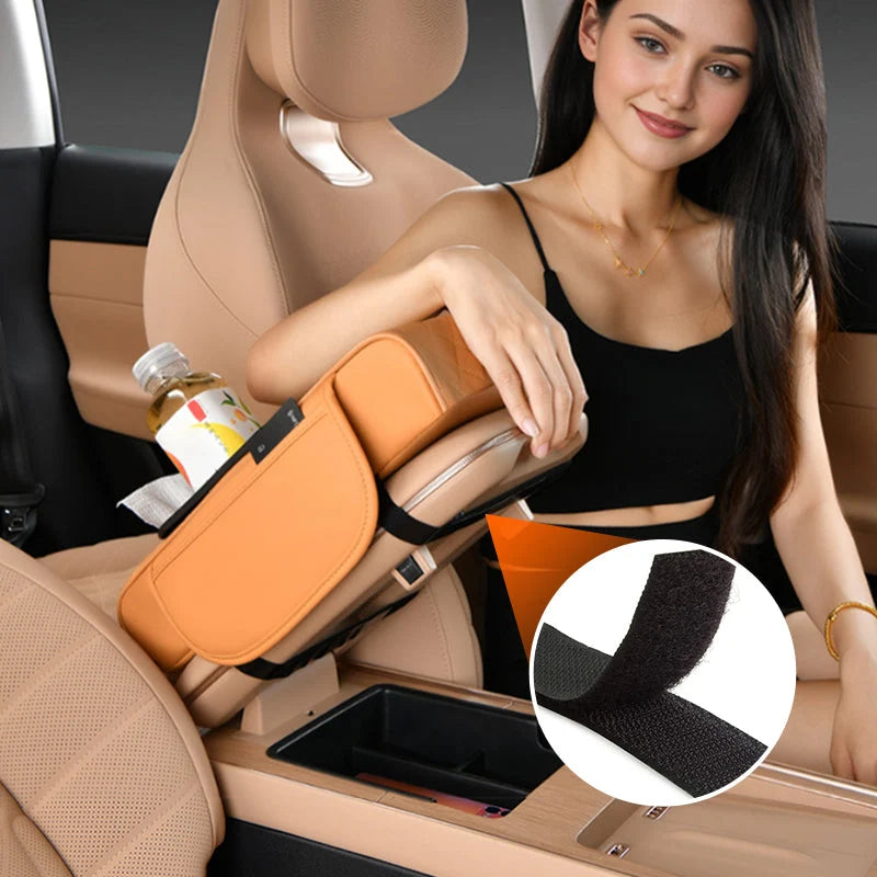 Car Armrest Cushion Padded Non-Slip Cup Holder & Storage