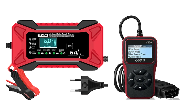 Car Battery Charger Jump Starter Pulse Repair LCD Display