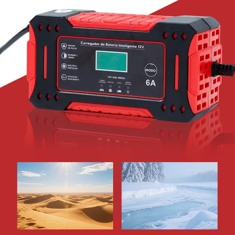 Car Battery Charger Jump Starter Pulse Repair LCD Display