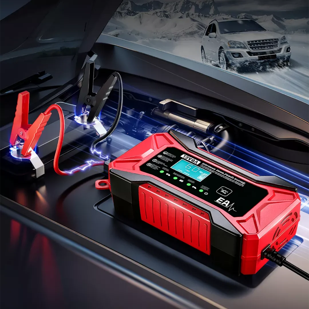 Car Battery Charger Jump Starter Pulse Repair LCD Display