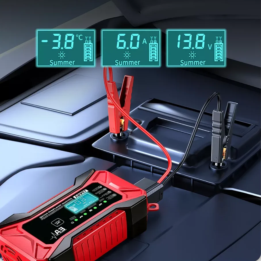 Car Battery Charger Jump Starter Pulse Repair LCD Display