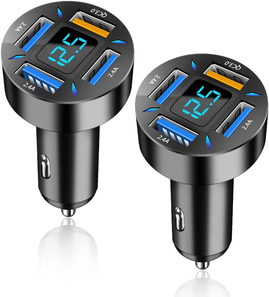 Car Charger 66W USB-C PD With LED Voltmeter