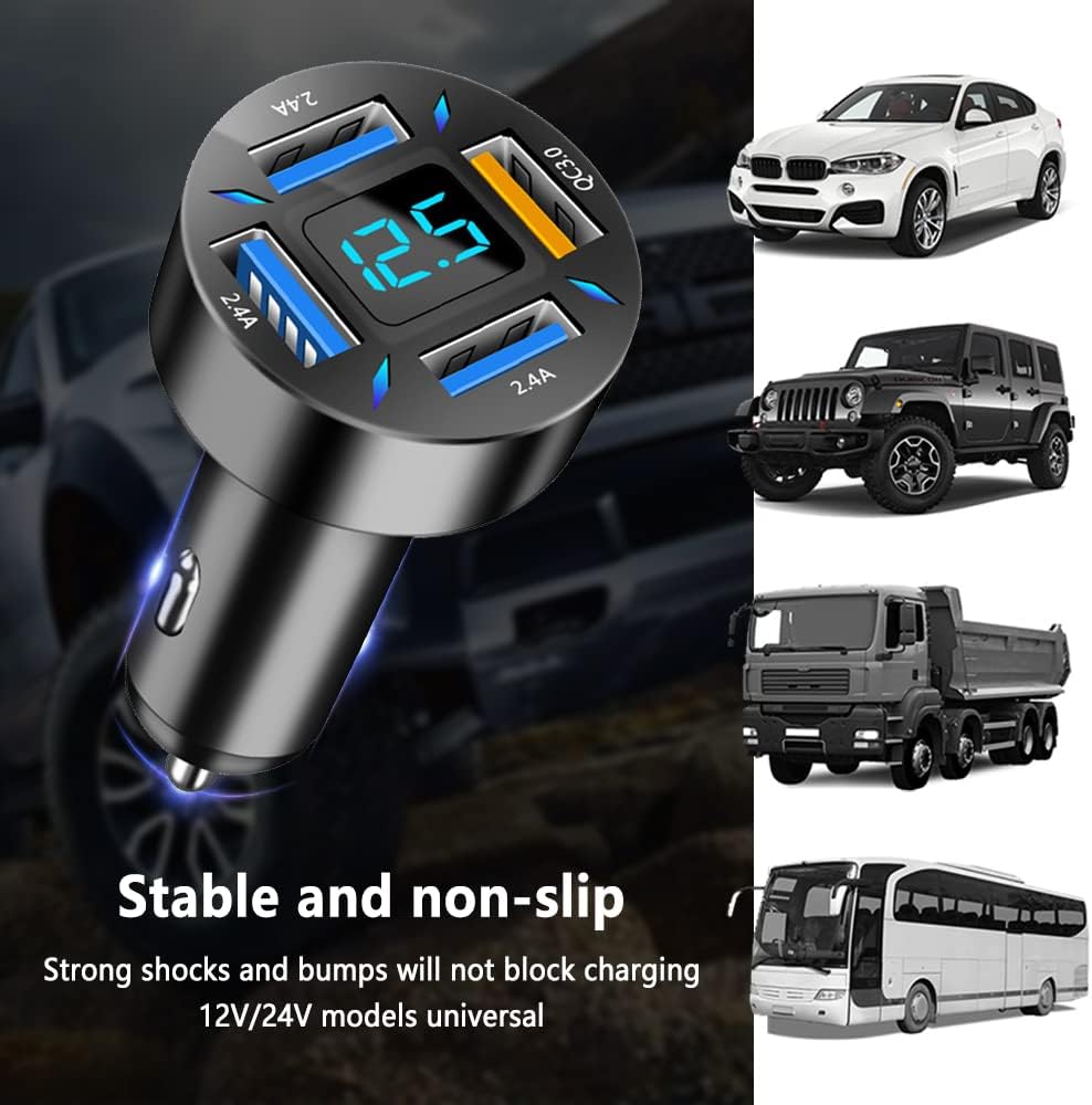 Car Charger 66W USB-C PD With LED Voltmeter
