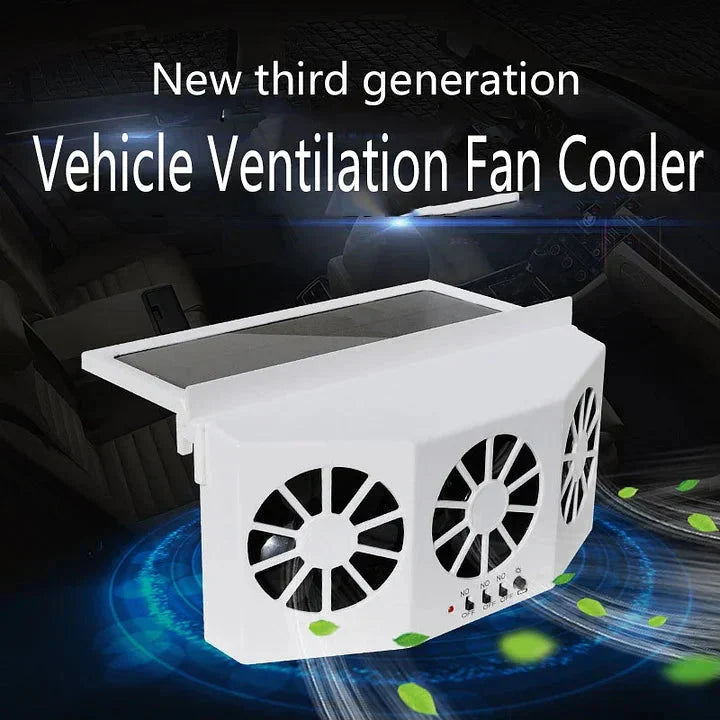 Car Cooling Fan Solar Powered Dual Fans Window Clamp