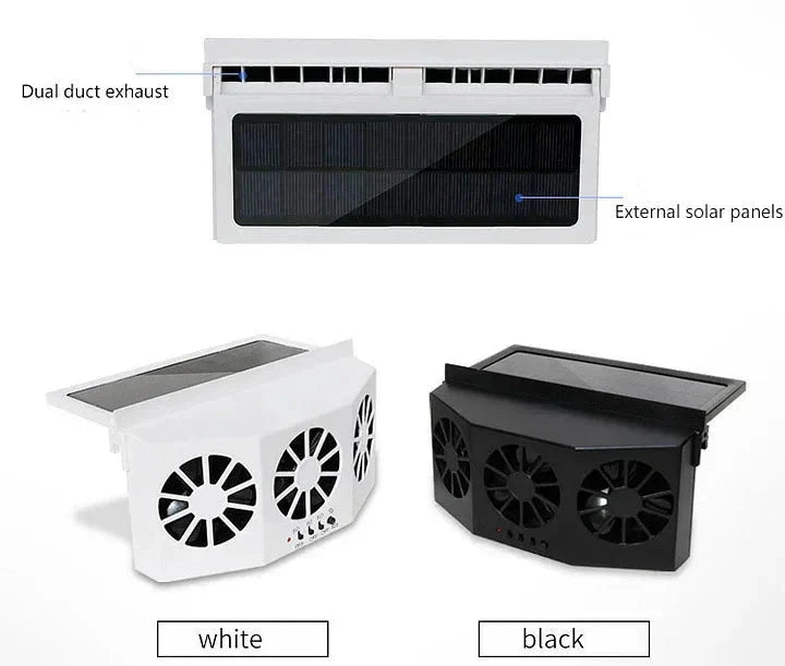 Car Cooling Fan Solar Powered Dual Fans Window Clamp