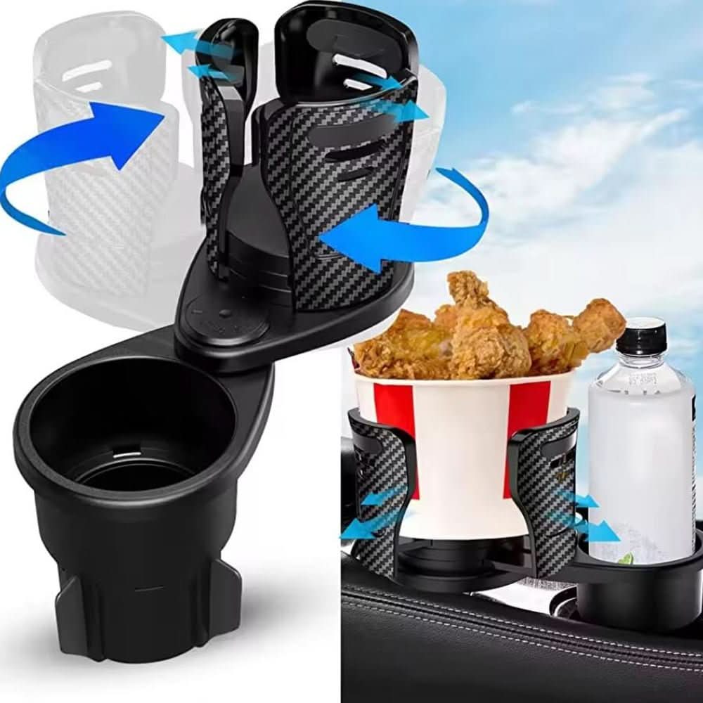 Car Cup Holder 360° Rotating Dual Drink Telescopic Clips