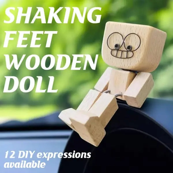Car Dash Bobble Figure Handcrafted Wood Non-Slip Pad