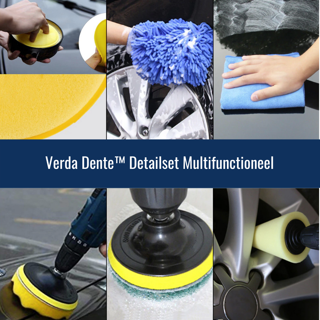 Car Detailing Brush Set 7-Piece Natural Bristles & Foam Pads