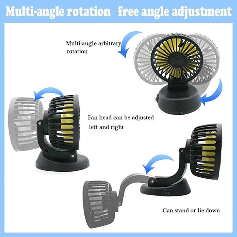 Car Fan 5V USB 12V 24V Rotating Head
