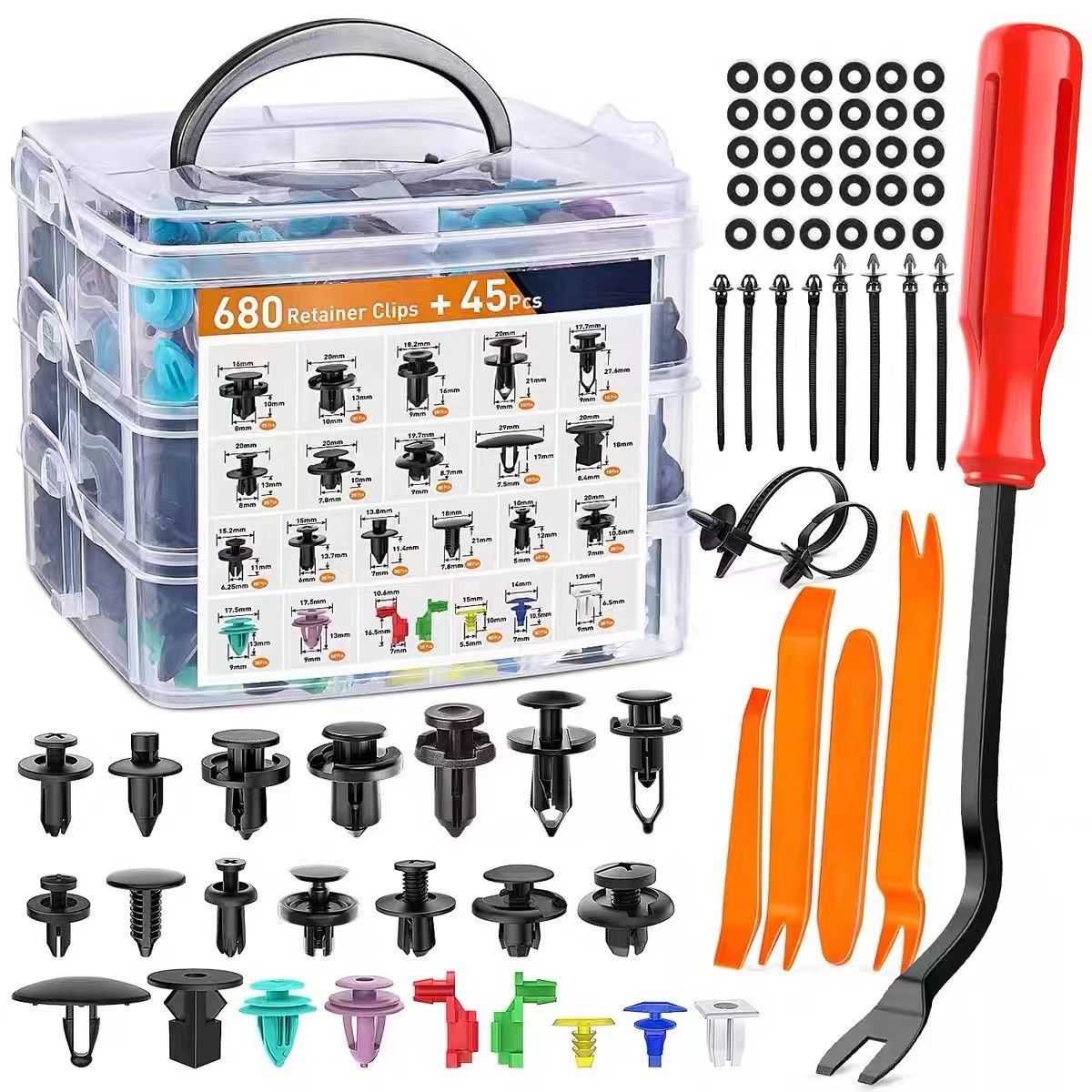 Car Fastener Clip Kit 680 Pieces Corrosion-Resistant PP Plastic