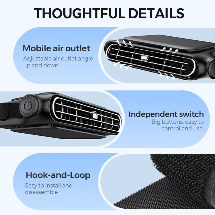 Car Headrest Fan Dual Turbine & Adjustable Nozzle