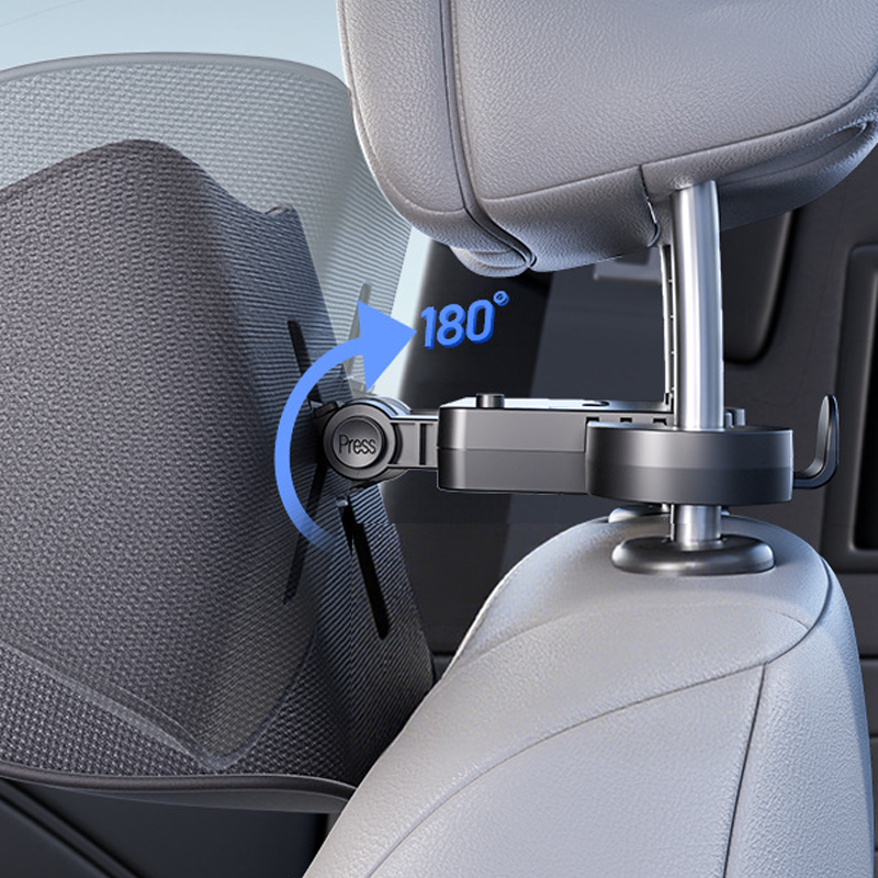 Car Headrest Pillow Adjustable U-Shaped Phone Holder & Hook