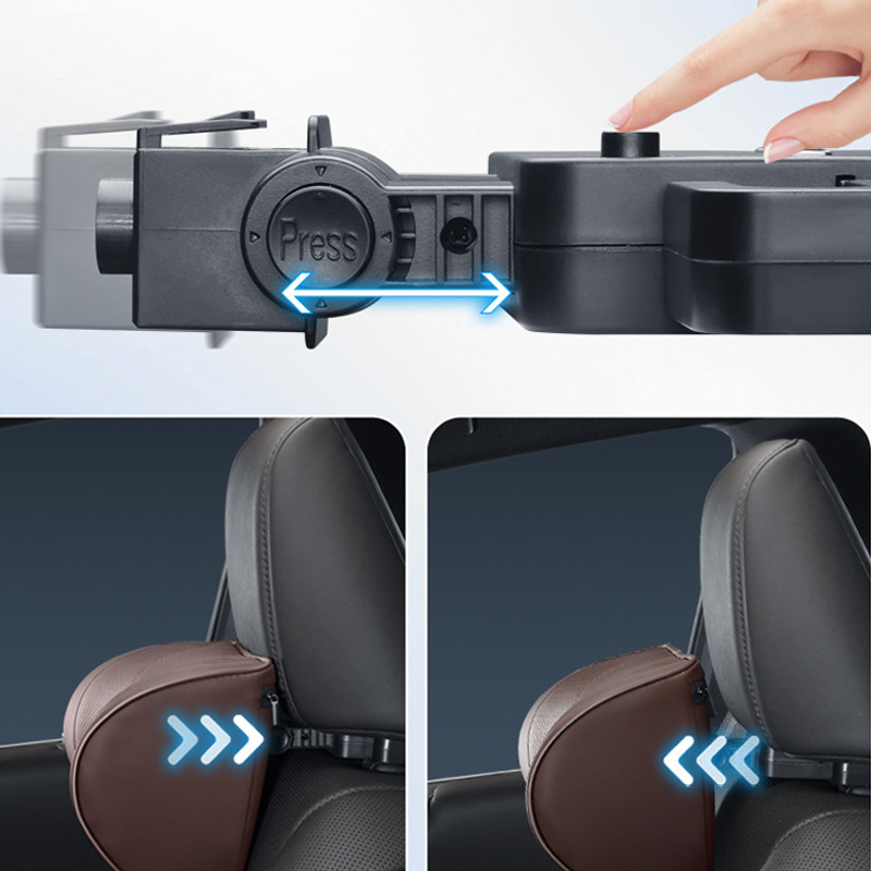 Car Headrest Pillow Adjustable U-Shaped Phone Holder & Hook