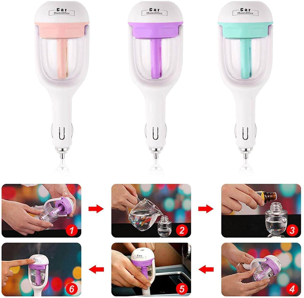 Car Humidifier Ultrasonic Aromatherapy 2-Hour Auto Shut-Off