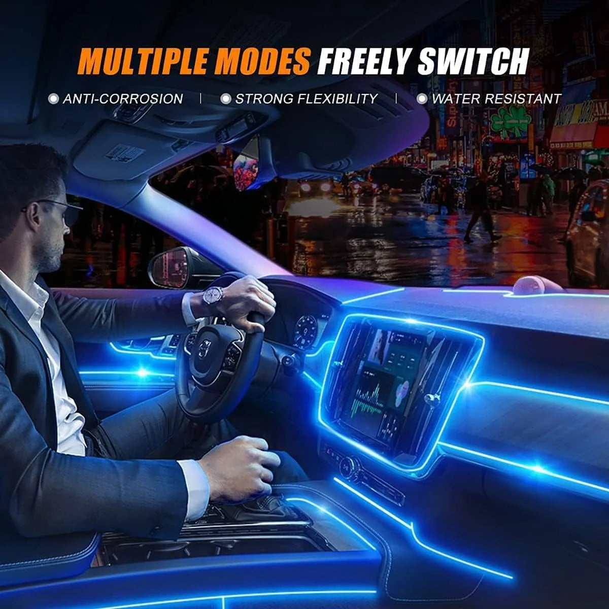 Car Interior LED Strips Multicolor App & Remote Control
